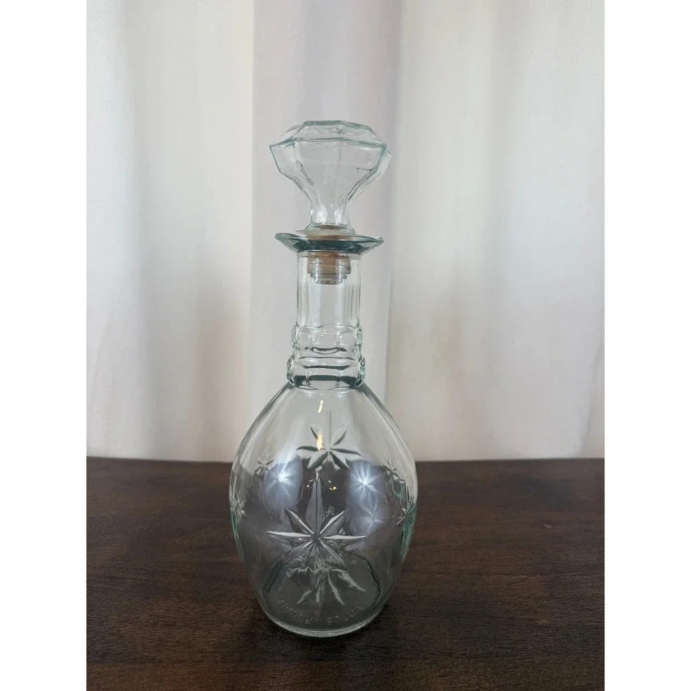 VTG Clear Glass MCM Atomic Starburst‎ Decanter/Bottle with Stopper 10.5